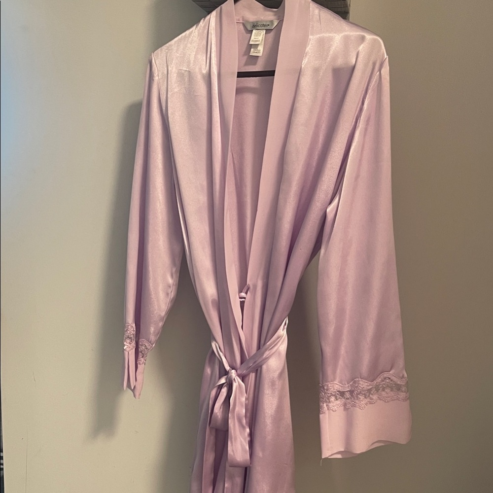 Delicates Light Purple Satin Robe 100%polyester